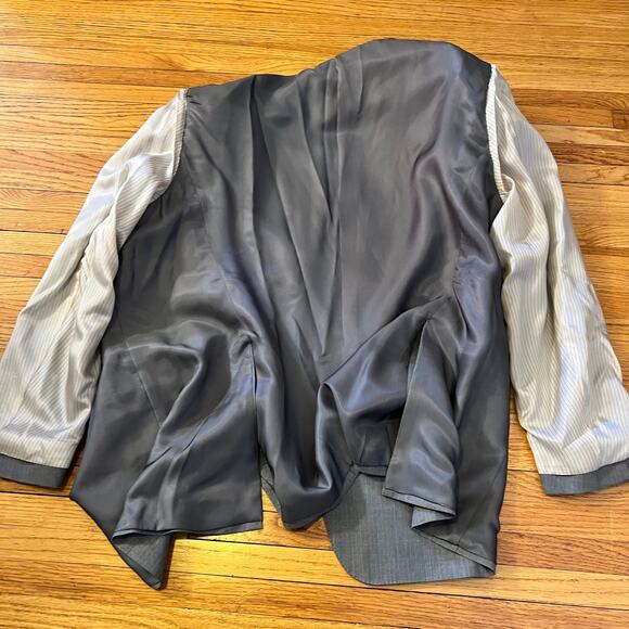 ENZO Sport Coat Mens 44 Striped Two Button Double Vented Blazer Gray - Picture 6 of 12